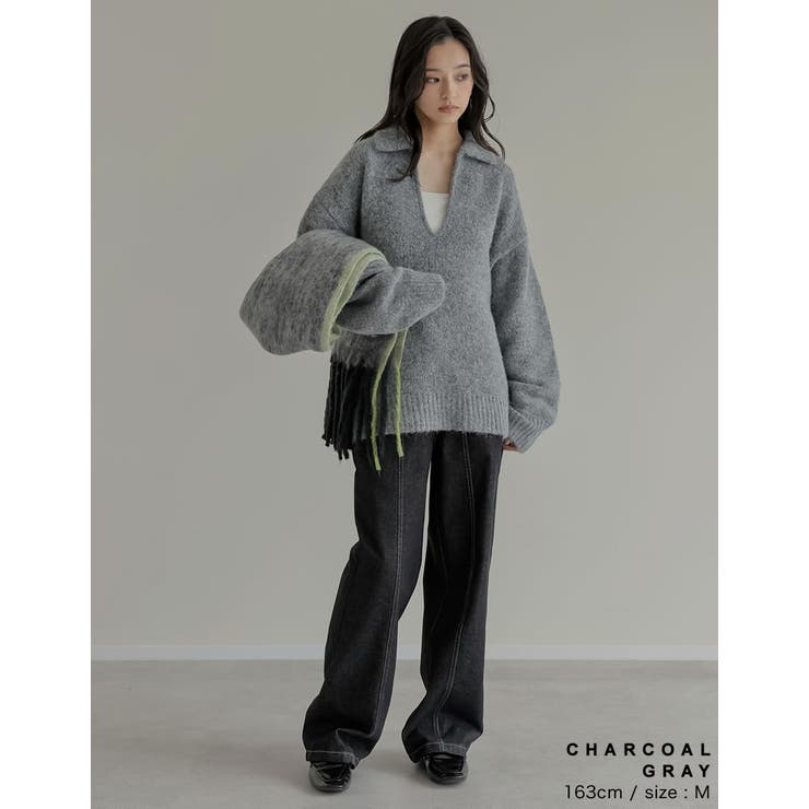 新色追加][2025AW COLLECTION]起毛ブークレニットホック付き2…[品番