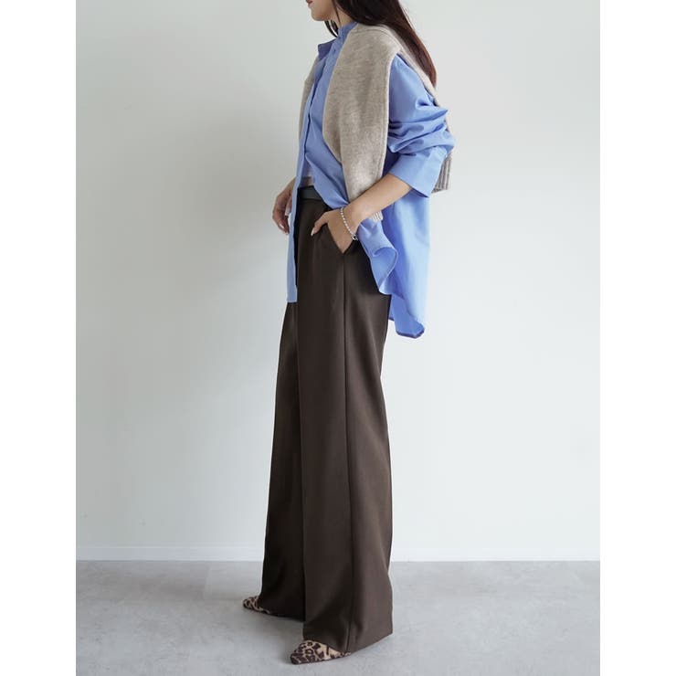 [アルガンオイル加工][低身長 高身長サイズ有]微起毛ツイルストレートスラックス | Re:EDIT | 詳細画像25 