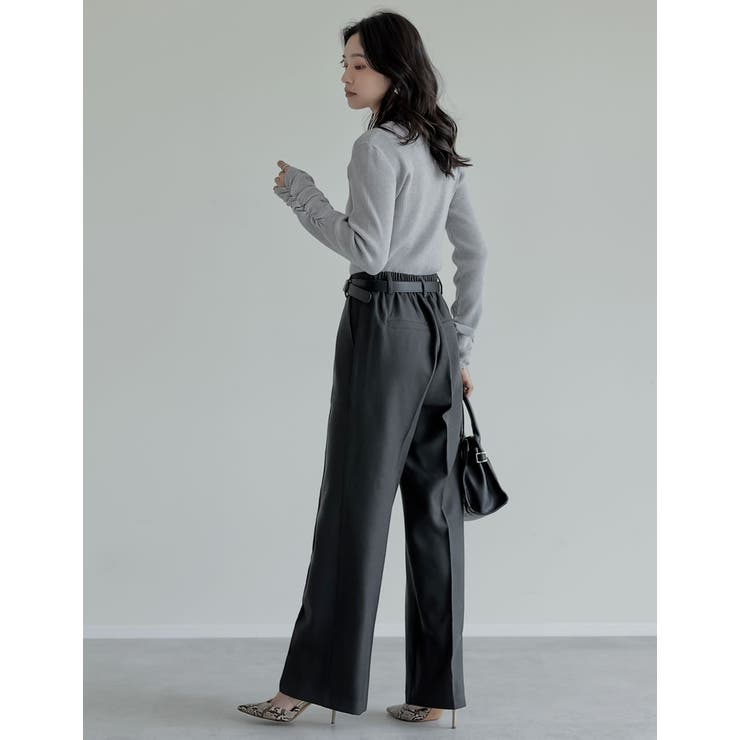 [アルガンオイル加工][低身長 高身長サイズ有]微起毛ツイルストレートスラックス | Re:EDIT | 詳細画像31 