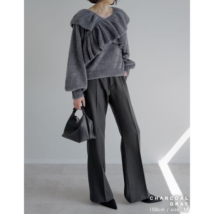 [アルガンオイル加工][低身長 高身長サイズ有]微起毛ツイルストレートスラックス | Re:EDIT | 詳細画像32 