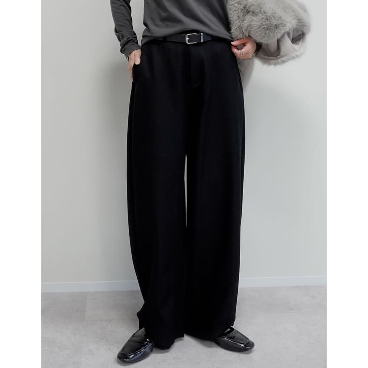 [アルガンオイル加工][低身長/高身長サイズ有]微起毛ツイルカーブパンツ | Re:EDIT | 詳細画像2 