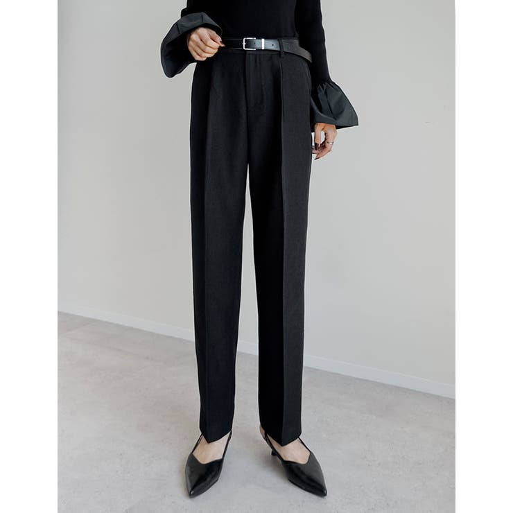 ブラック(501) | [低身長/高身長サイズ有][アルガンオイル加工]微起毛ツイルテーパードパンツ | Re:EDIT