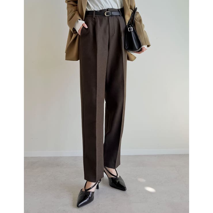 ブラウン(505) | [低身長/高身長サイズ有][アルガンオイル加工]微起毛ツイルテーパードパンツ | Re:EDIT