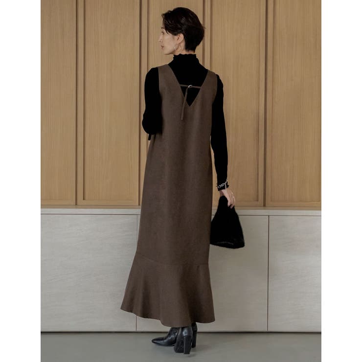 [アルガンオイル加工][低身長 高身長サイズ有]微起毛ツイルナロージャンパースカ… | Re:EDIT | 詳細画像4 