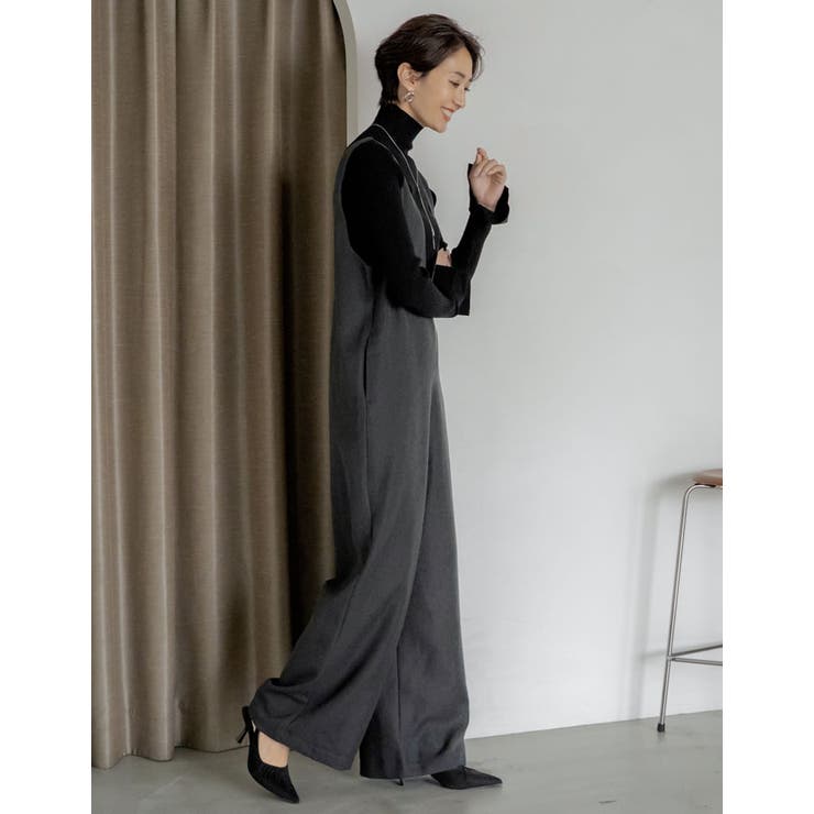 微起毛ツイルゴールドボタン付きサロペット | Re:EDIT | 詳細画像5 