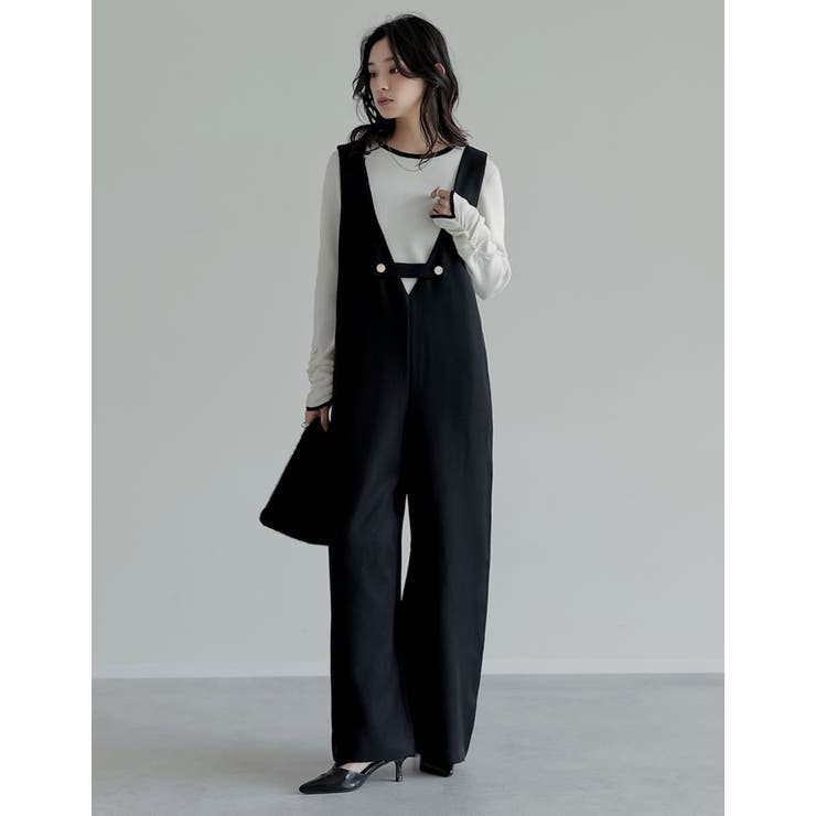 微起毛ツイルゴールドボタン付きサロペット | Re:EDIT | 詳細画像6 