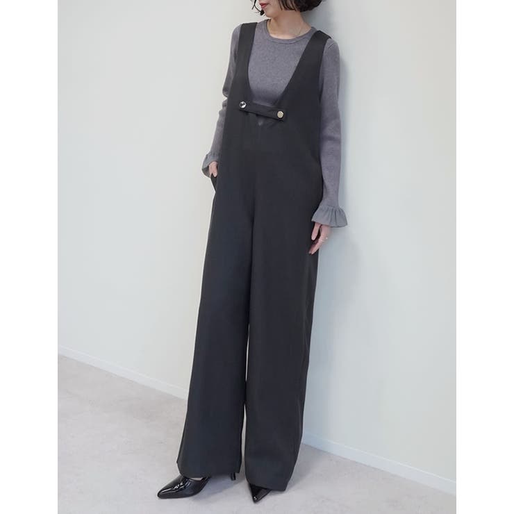 微起毛ツイルゴールドボタン付きサロペット | Re:EDIT | 詳細画像7 