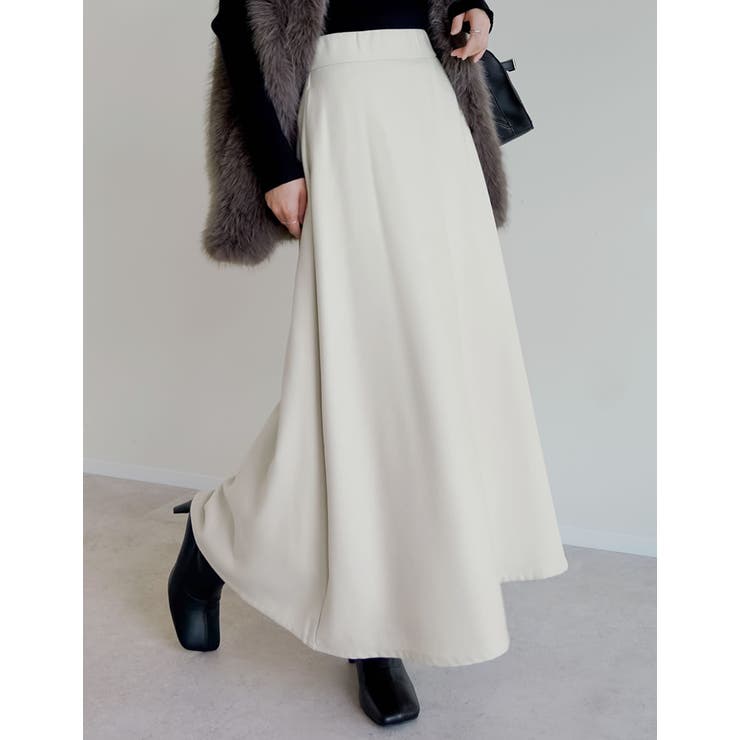 アイボリー(604) | [低身長サイズ有][アルガンオイル加工]微起毛ツイルフレアスカート | Re:EDIT
