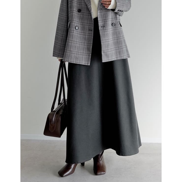 チャコールグレー(703) | [低身長サイズ有][アルガンオイル加工]微起毛ツイルフレアスカート | Re:EDIT