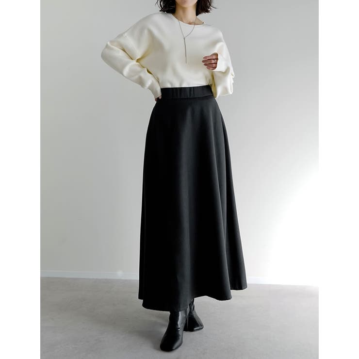 [低身長サイズ有][アルガンオイル加工]微起毛ツイルフレアスカート | Re:EDIT | 詳細画像10 