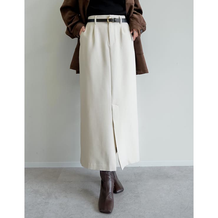 アイボリー(604) | [アルガンオイル加工][低身長サイズ有]微起毛ツイルタイトスカート | Re:EDIT