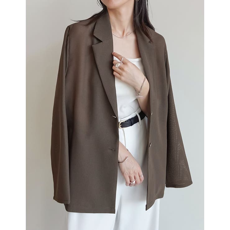 ブラウン(505) | 鹿の子メッシュ長袖テーラードジャケット | Re:EDIT