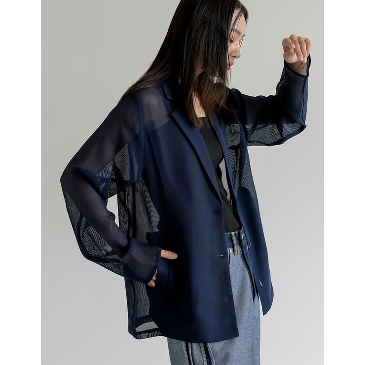 鹿の子メッシュ長袖テーラードジャケット | Re:EDIT | 詳細画像8 