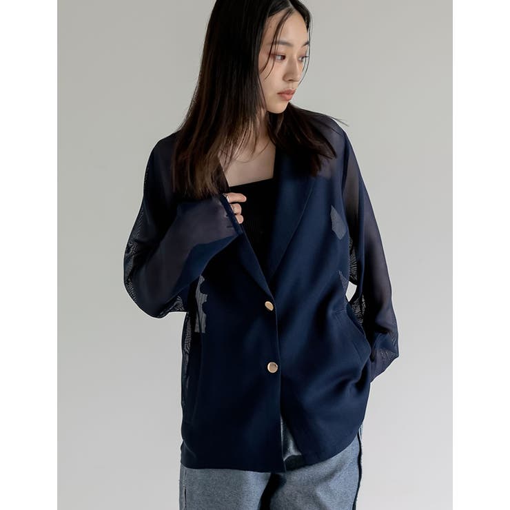 鹿の子メッシュ長袖テーラードジャケット | Re:EDIT | 詳細画像10 