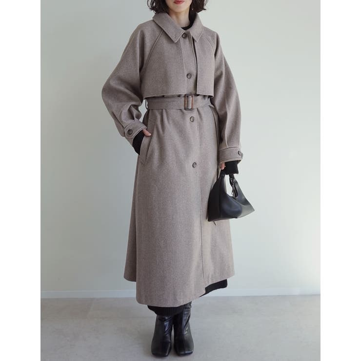 [2025AW COLLECTION]ウールタッチベルト付きステンカラーコート | Re:EDIT | 詳細画像5 