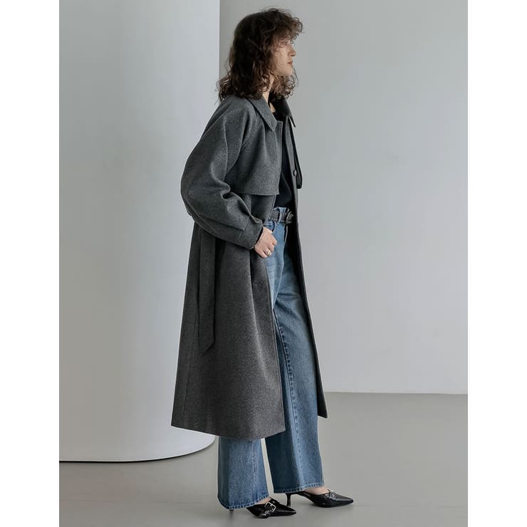 [2025AW COLLECTION]ウールタッチベルト付きステンカラーコート | Re:EDIT | 詳細画像10 