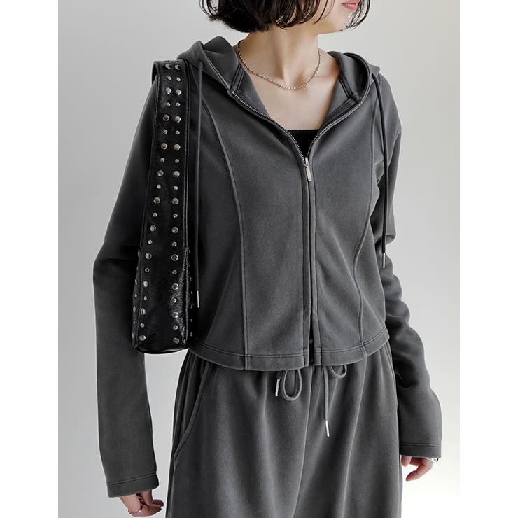 チャコールグレー(703) | [イージーケア]ライトダンボールビスチェラインパーカー | Re:EDIT