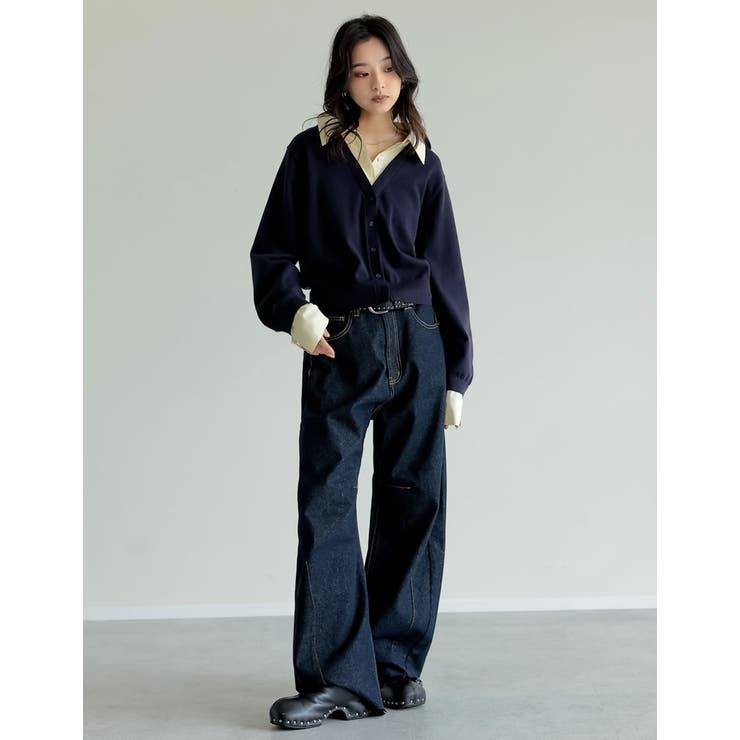 [2025AW COLLECTION]シャツドッキングレイヤード風ニットカーディ… | Re:EDIT | 詳細画像11 