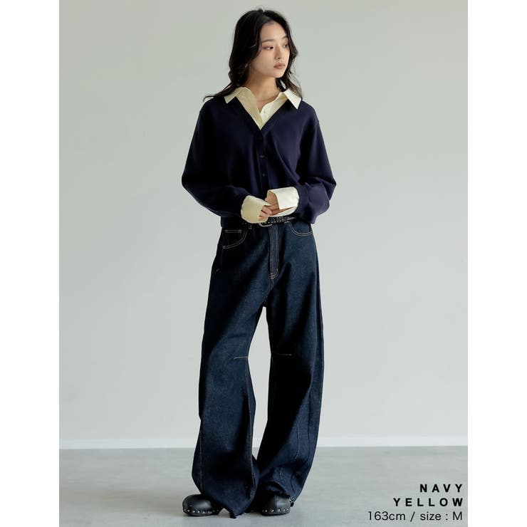 [2025AW COLLECTION]シャツドッキングレイヤード風ニットカーディ… | Re:EDIT | 詳細画像9 