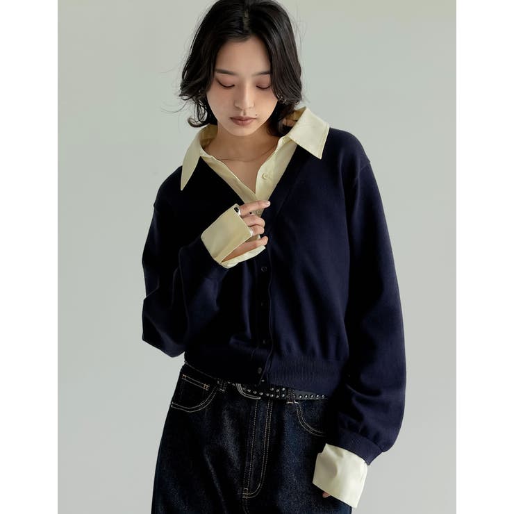 [2025AW COLLECTION]シャツドッキングレイヤード風ニットカーディ… | Re:EDIT | 詳細画像10 