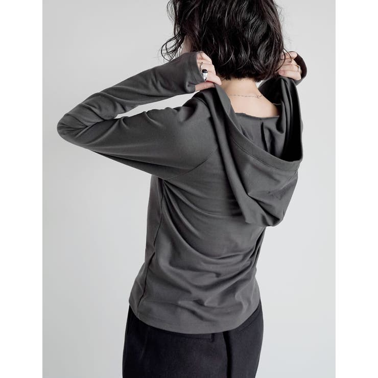 チャコールグレー(703) | フード付き長袖トップス | Re:EDIT
