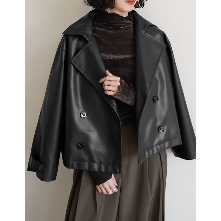 [2025AW COLLECTION]フェイクレザートレンチジャケット | Re:EDIT | 詳細画像11 