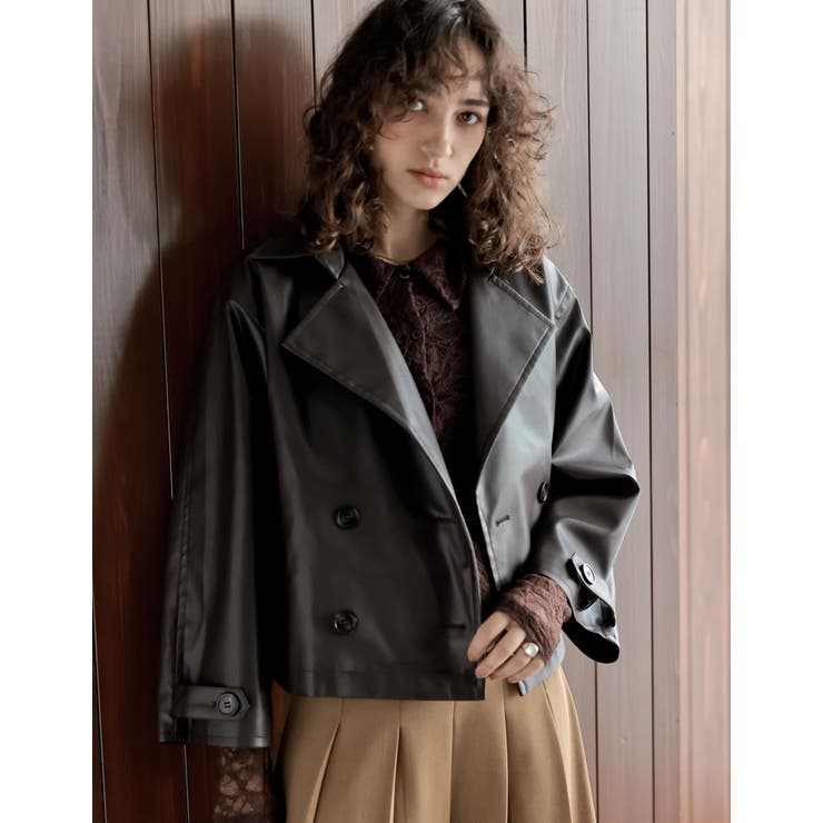 [2025AW COLLECTION]フェイクレザートレンチジャケット | Re:EDIT | 詳細画像2 