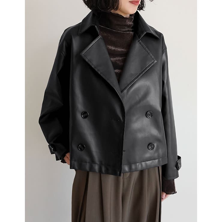 [2025AW COLLECTION]フェイクレザートレンチジャケット | Re:EDIT | 詳細画像3 