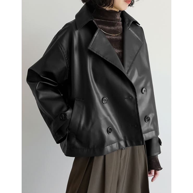 [2025AW COLLECTION]フェイクレザートレンチジャケット | Re:EDIT | 詳細画像9 