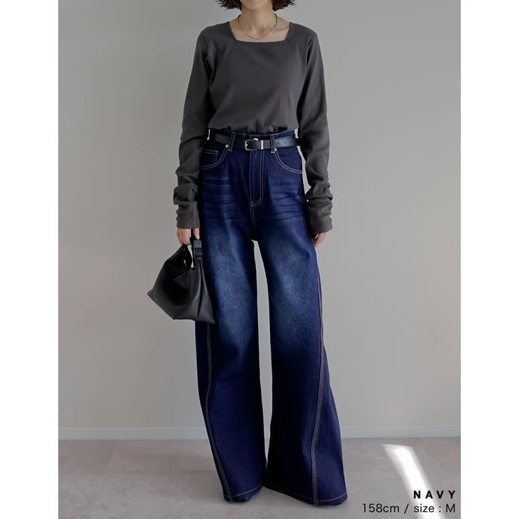 サイド切り替えコットンデニムパンツ | Re:EDIT | 詳細画像14 