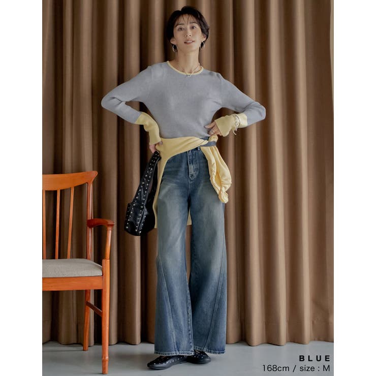 サイド切り替えコットンデニムパンツ | Re:EDIT | 詳細画像3 