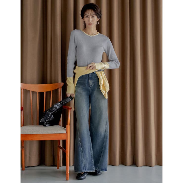 サイド切り替えコットンデニムパンツ | Re:EDIT | 詳細画像5 