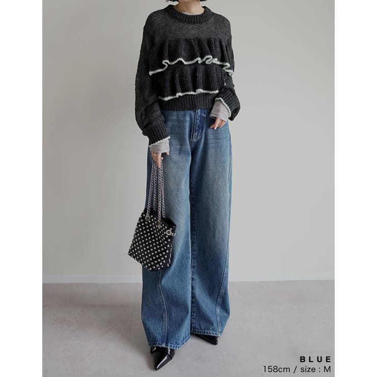 サイド切り替えコットンデニムパンツ | Re:EDIT | 詳細画像32 