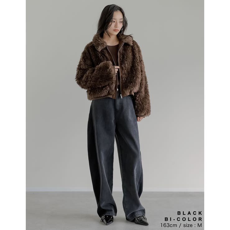 コットンデニムサイド切り替えバレルレッグカーブパンツ | Re:EDIT | 詳細画像11 