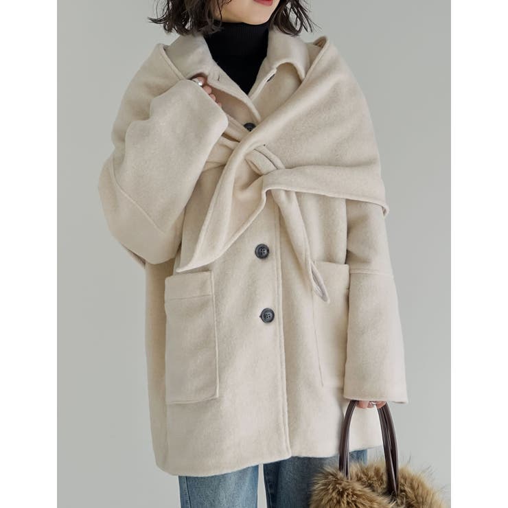 [2点セット]ショール付きステンカラーコート | Re:EDIT | 詳細画像4 