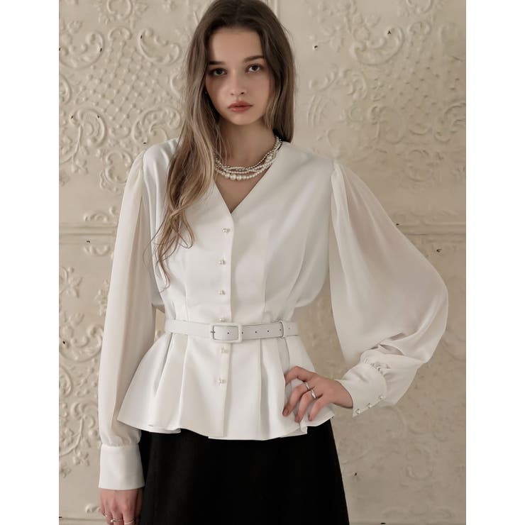 袖シアータックペプラムブラウス | Re:EDIT | 詳細画像14 