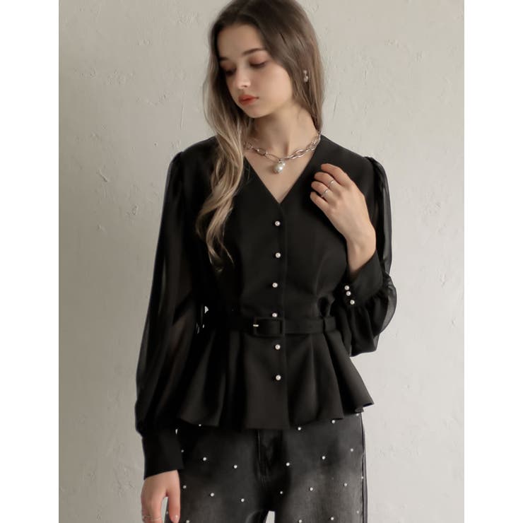 袖シアータックペプラムブラウス | Re:EDIT | 詳細画像8 