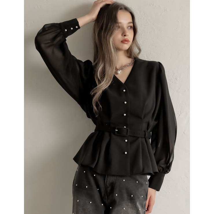 袖シアータックペプラムブラウス | Re:EDIT | 詳細画像10 