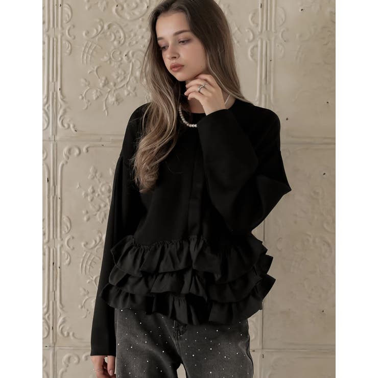 ブラック(501) | ダンボールフリルノーカラーブルゾン | Re:EDIT