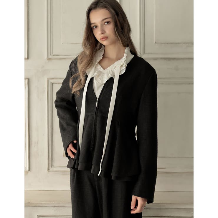 ライトツイードペプラムVネックジャケット | Re:EDIT | 詳細画像11 