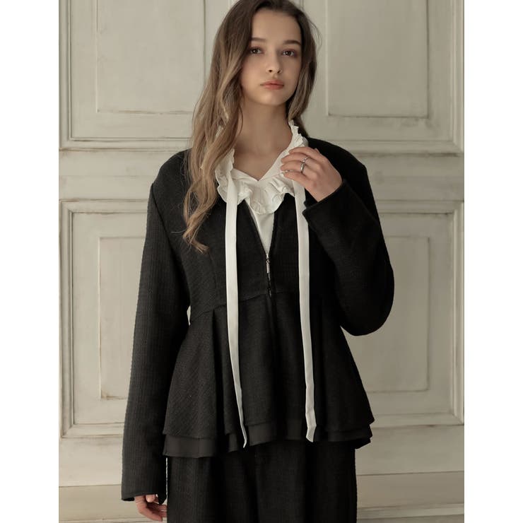 ライトツイードペプラムVネックジャケット | Re:EDIT | 詳細画像13 