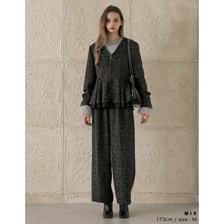 ライトツイードペプラムVネックジャケット | Re:EDIT | 詳細画像7 