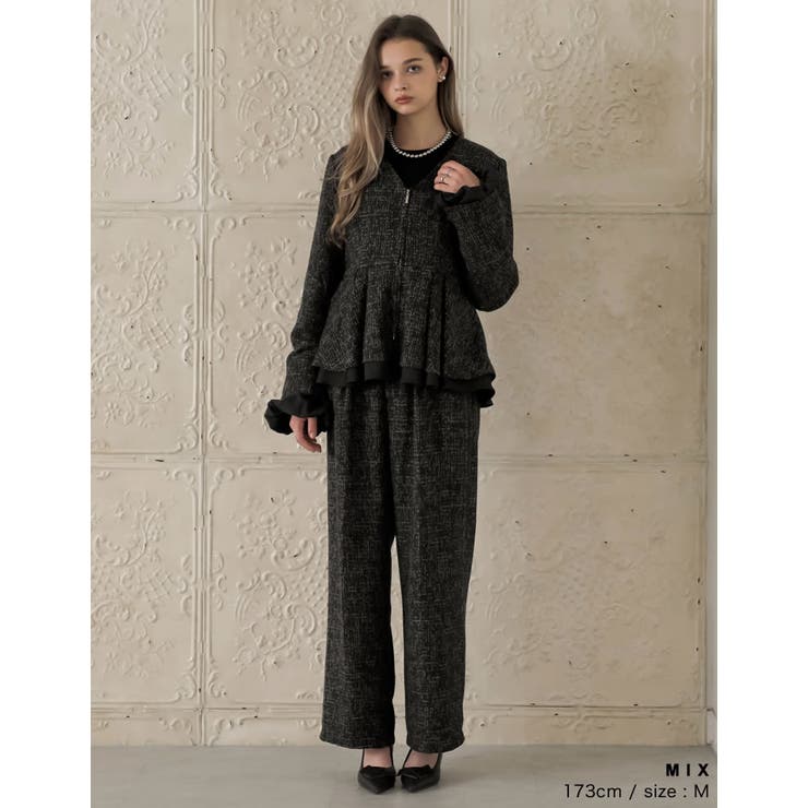 ライトツイードペプラムVネックジャケット | Re:EDIT | 詳細画像9 