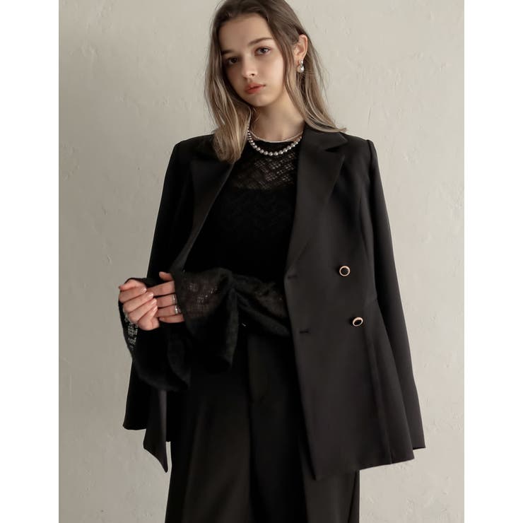 レースクルーネック袖フリルブラウス | Re:EDIT | 詳細画像15 