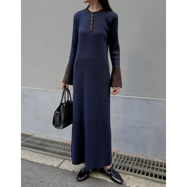 配色ネイビー(711) | [2025AW COLLECTION][低身長サイズ有]配色or無地ヘンリーネッ… | Re:EDIT