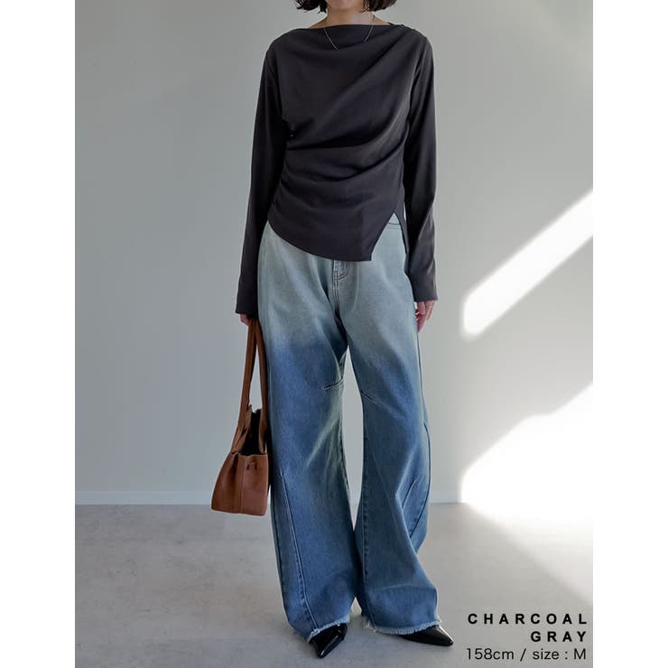 [汗じみ防止][UVカット]リブカットソードレープトップス | Re:EDIT | 詳細画像15 