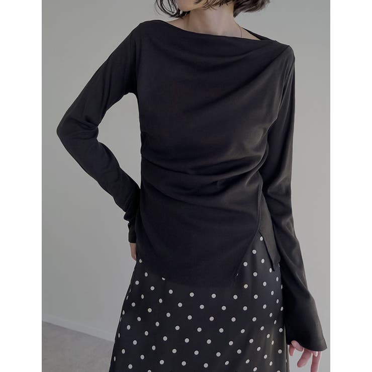 [汗じみ防止][UVカット]リブカットソードレープトップス | Re:EDIT | 詳細画像2 