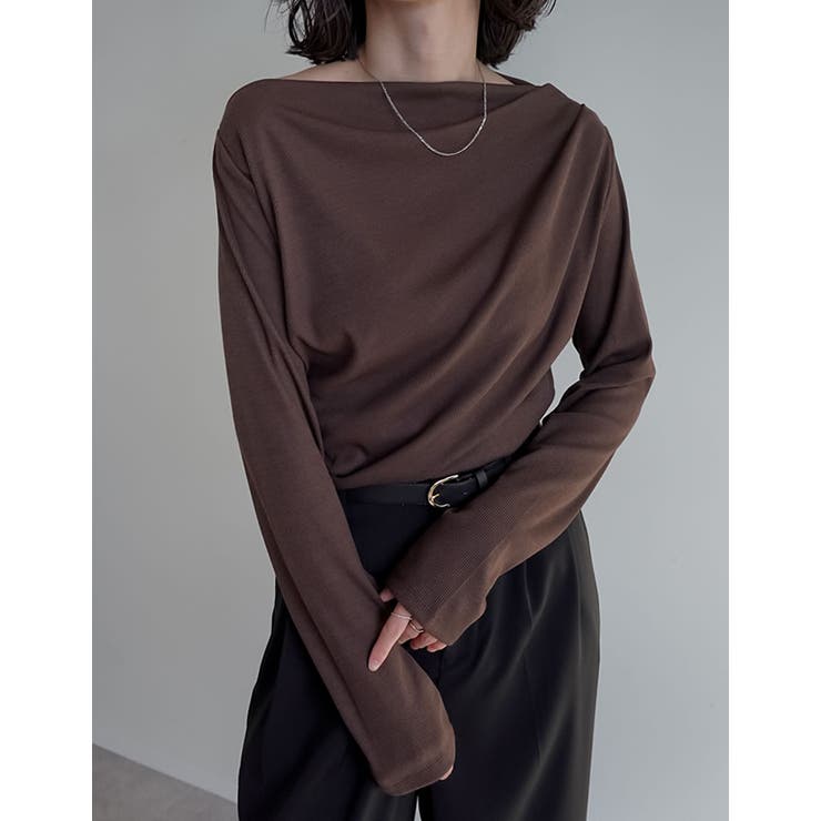 [汗じみ防止][UVカット]リブカットソードレープトップス | Re:EDIT | 詳細画像21 