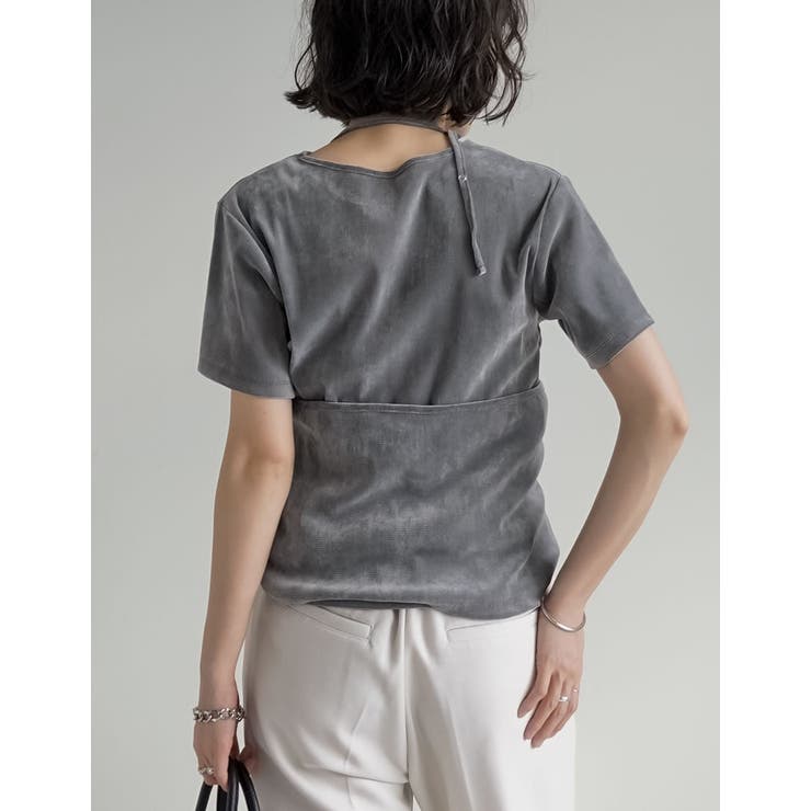 [2点セット]カットベロアホルターネックビスチェ×Ｔシャツ | Re:EDIT | 詳細画像13 