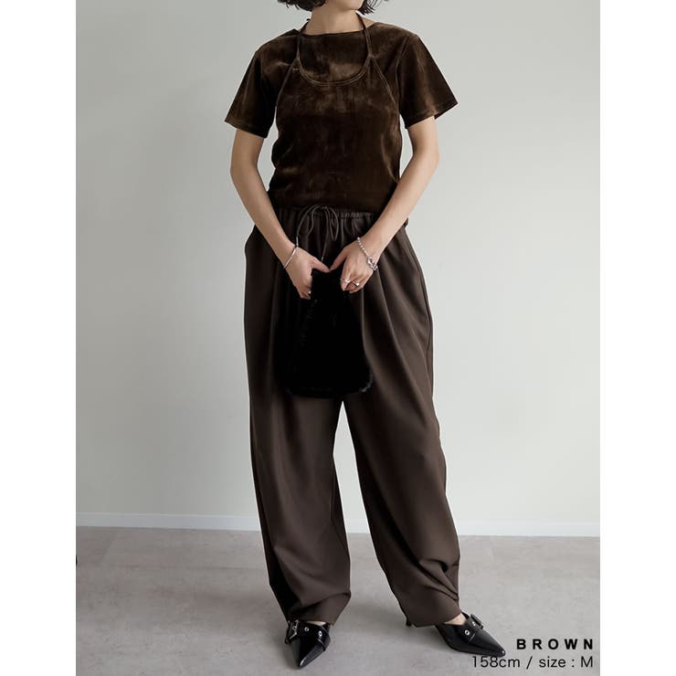 [2点セット]カットベロアホルターネックビスチェ×Ｔシャツ | Re:EDIT | 詳細画像15 